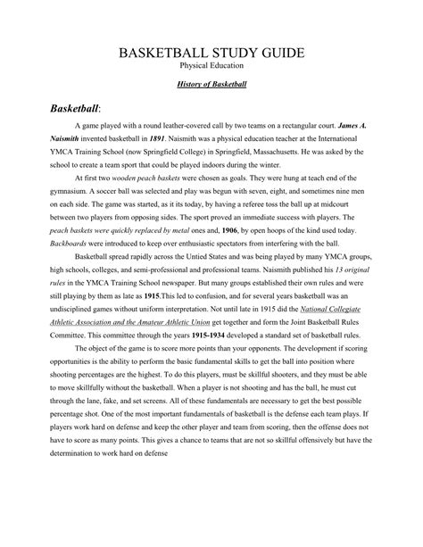 freshman physical education game guide|Basketball Study Guide Freshman Physical Education.